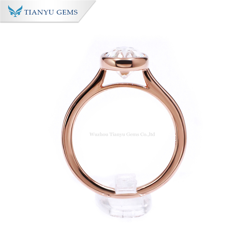 Tianyu Gems  Bezel Setting Moissanite Diamond Wedding Ring 14k Rose Gold Ring 6