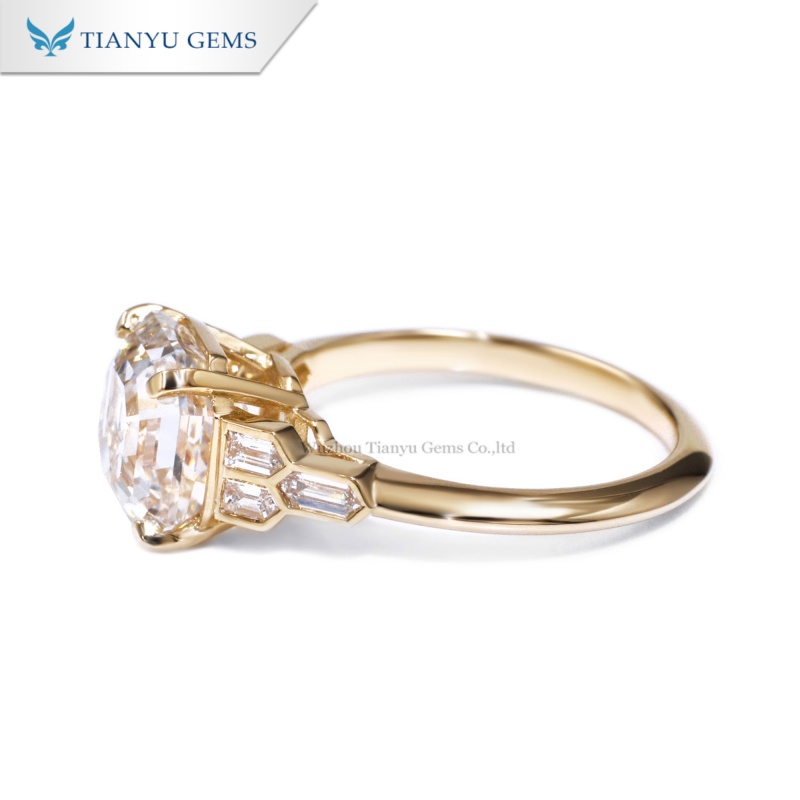 Tianyu Gems Lab Grown Diamond Engagement Ring  Asscher Cut Gold Wedding Ring 3