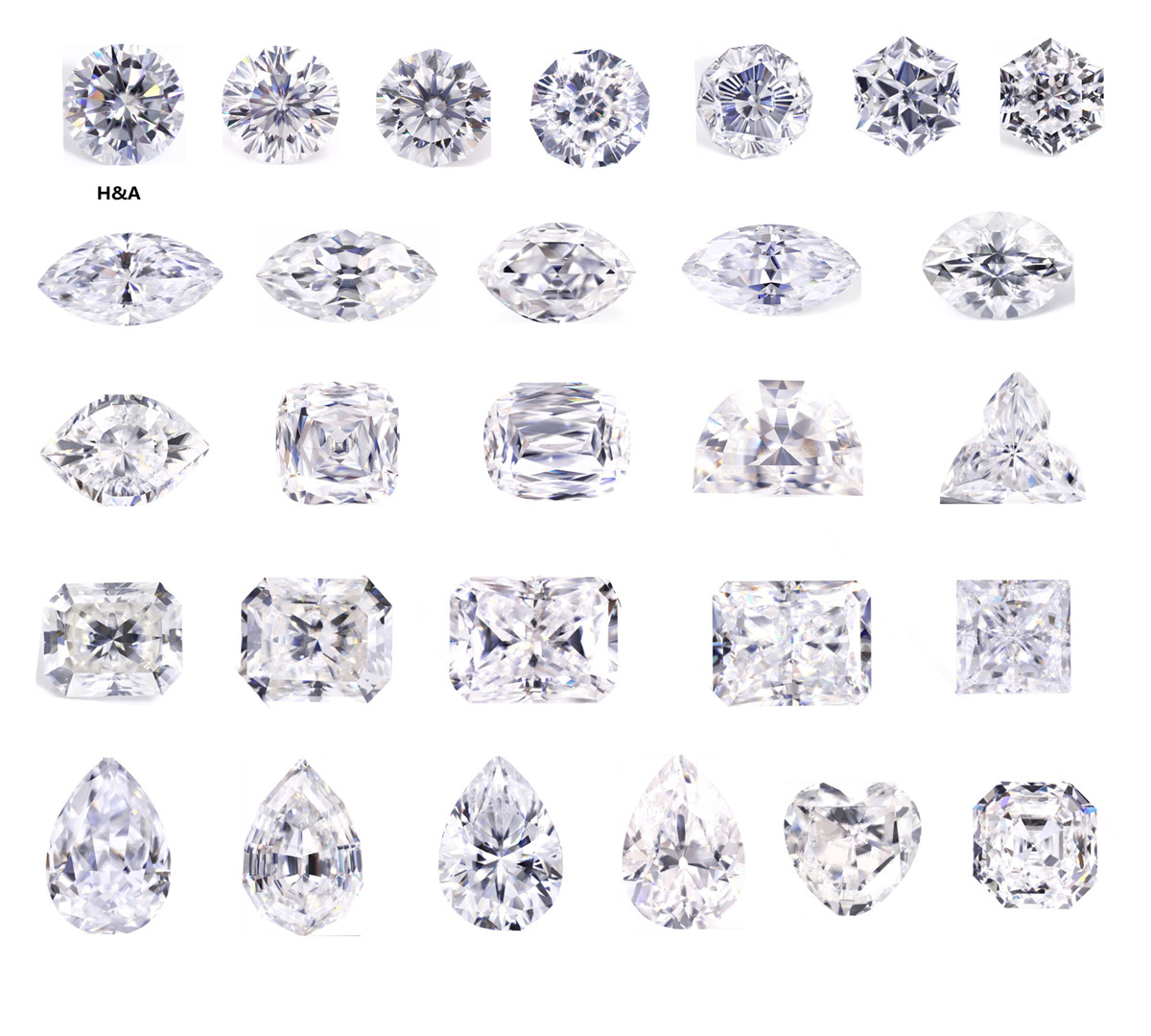 8*8mm Hand Heart Cut Dark Blue Moissanite Diamond 10