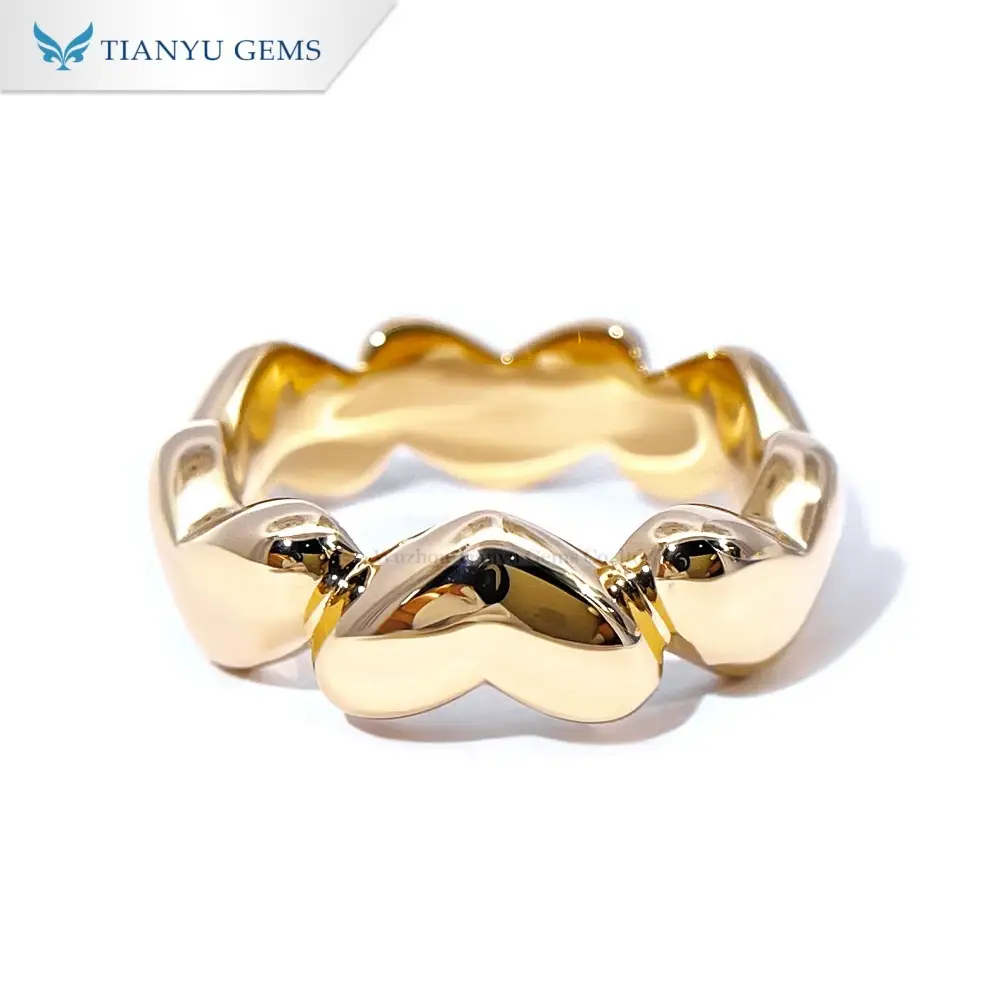 Singsing na Hugis Puso na may 14k na Ginto para sa Kababaihan na may Tianyu Gems 1