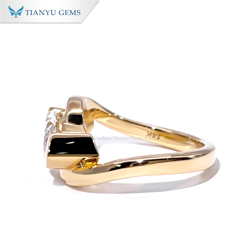 Tianyu Gems Marquise Cut Lab Grown Diamond Ring 18k Yellow Gold Twist Ring 3