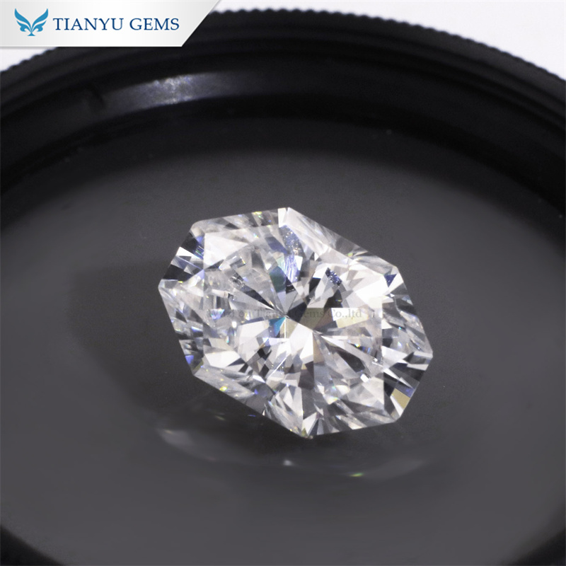 Tianyu gems Long Octagon Heart and Arrows Cut DEF White Moissanite Diamond 7