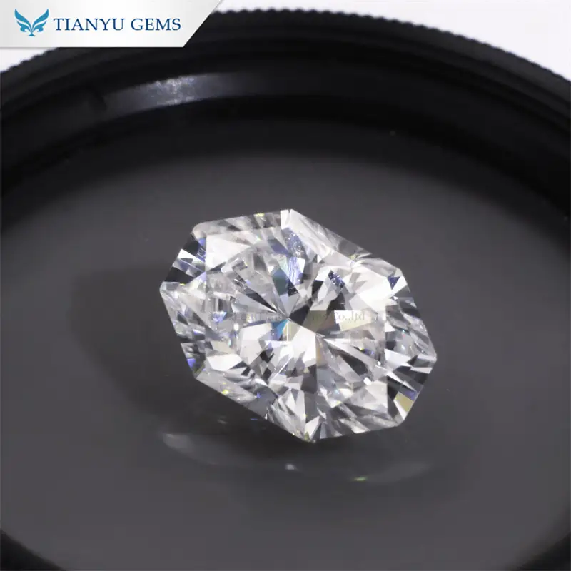 Tianyu gems Long Octagon Heart and Arrows Cut DEF White Moissanite Diamond 1