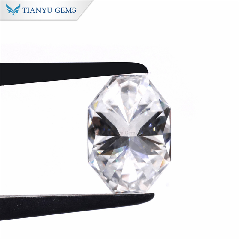 Tianyu gems Long Octagon Heart and Arrows Cut DEF White Moissanite Diamond 9