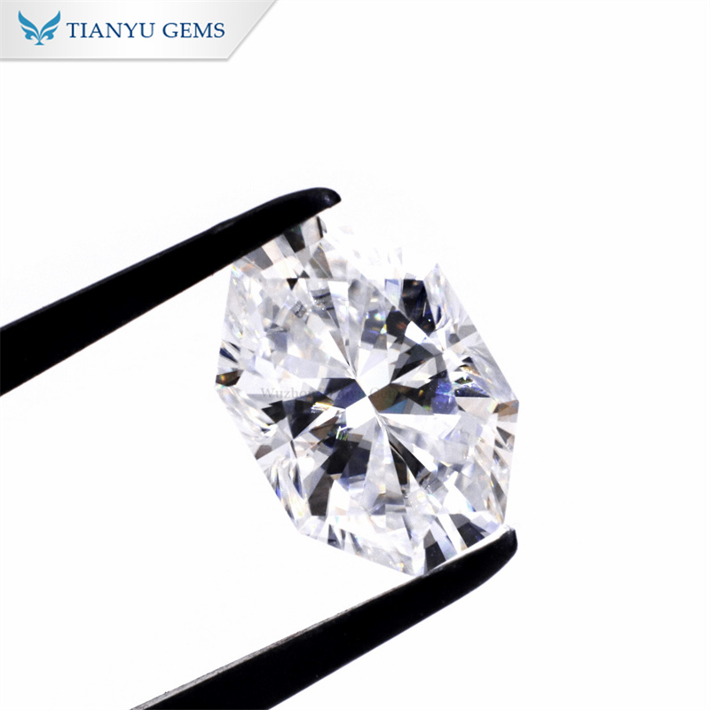 Tianyu gems Long Octagon Heart and Arrows Cut DEF White Moissanite Diamond 10