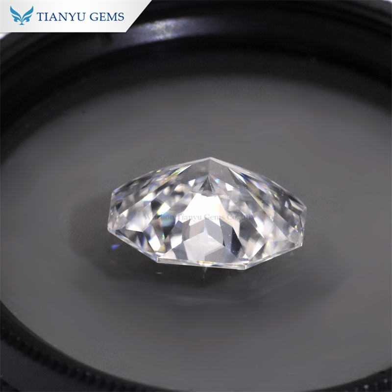 Tianyu gems Long Octagon Heart and Arrows Cut DEF White Moissanite Diamond 8