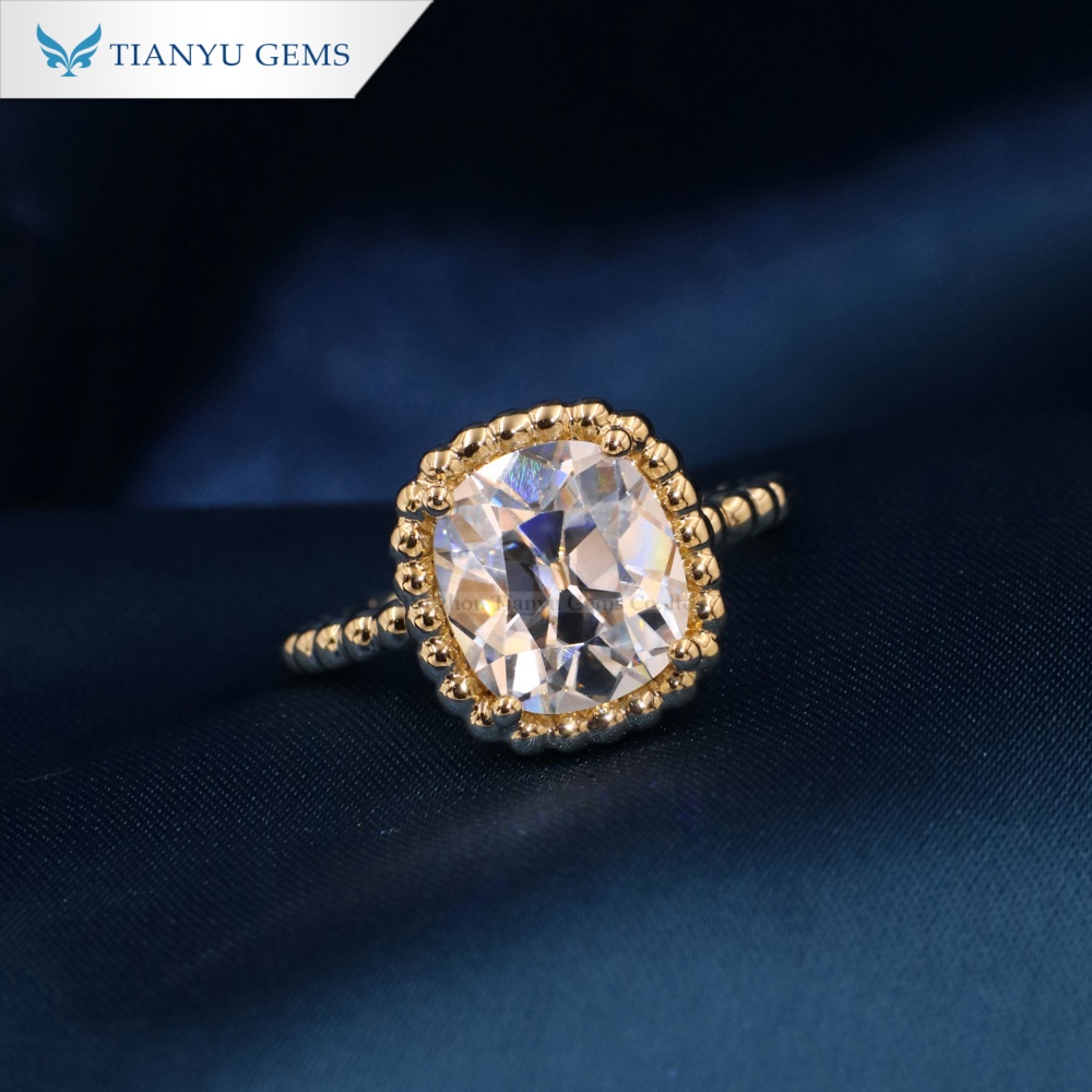 Tianyu Gems Moissanit Diamant Förlovningsring 14k Gult Guld OEC Moissanit Ring 2