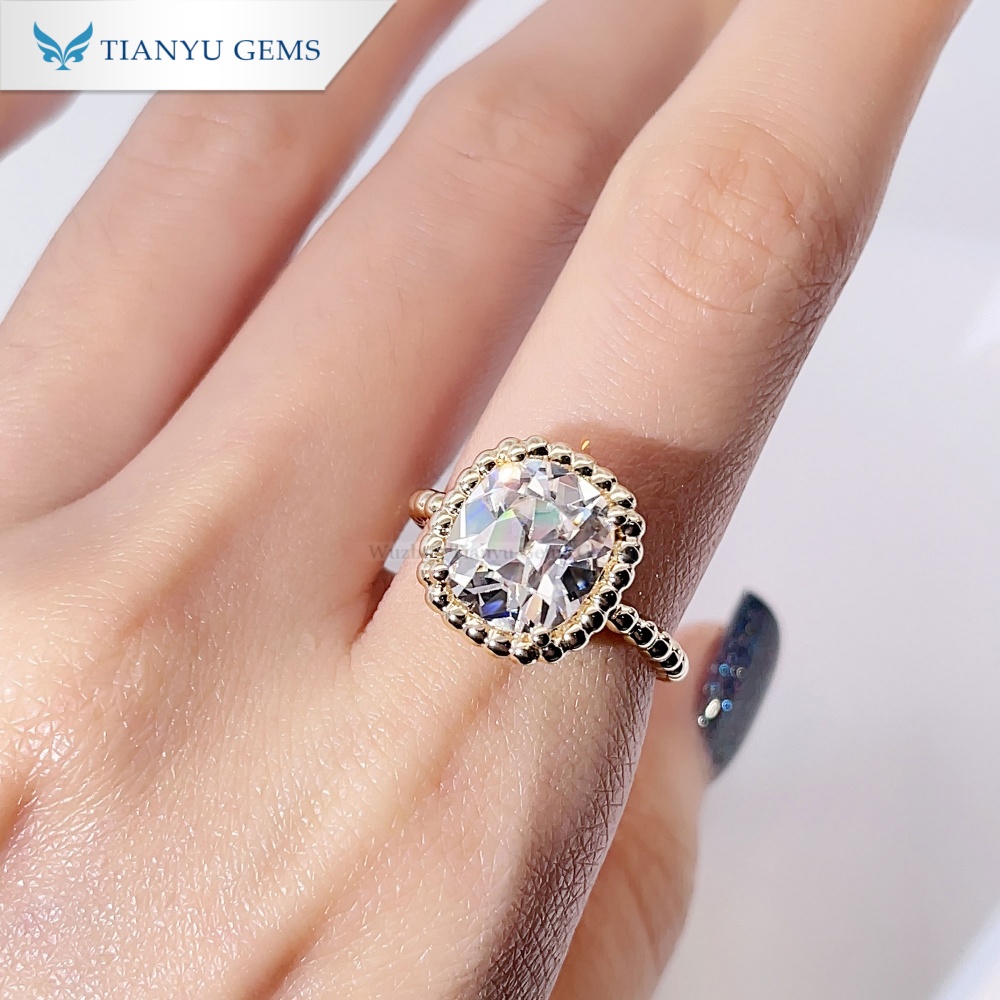 Tianyu Gems Moissanit Diamant Förlovningsring 14k Gult Guld OEC Moissanit Ring 4