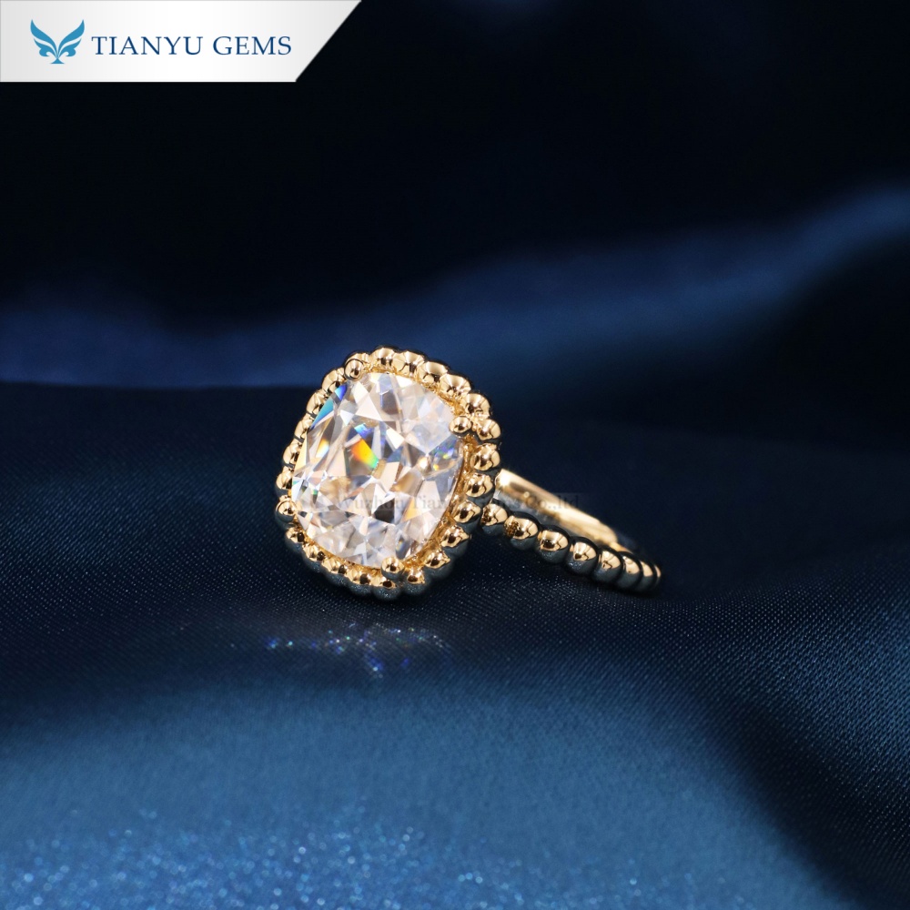 Tianyu Gems Moissanit Diamant Förlovningsring 14k Gult Guld OEC Moissanit Ring 3