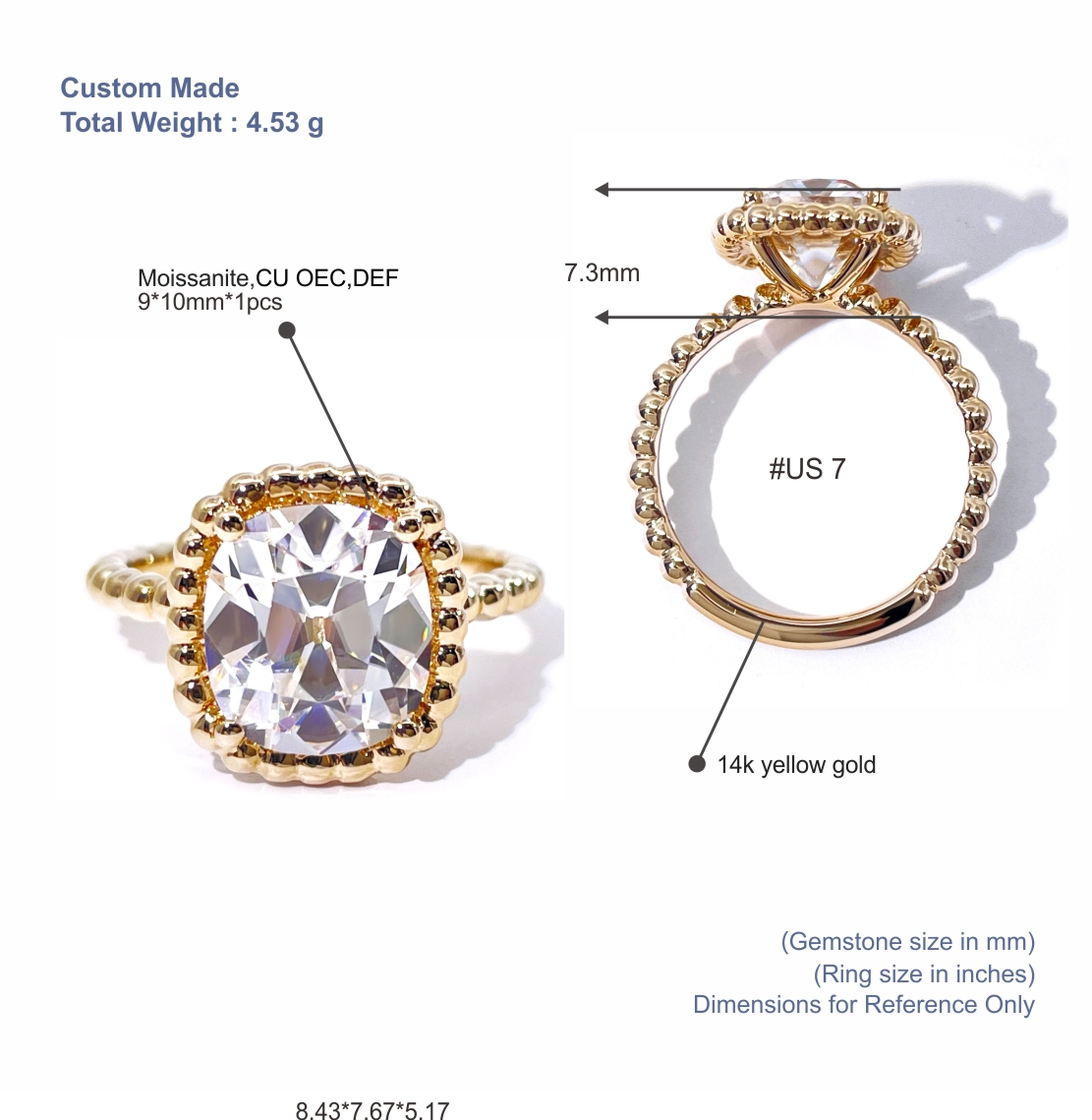 Tianyu Gems Moissanit Diamant Förlovningsring 14k Gult Guld OEC Moissanit Ring 5