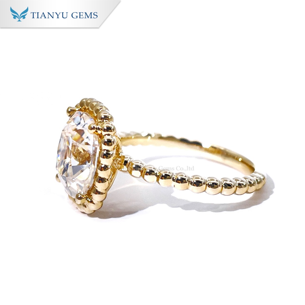 Tianyu Gems Moissanit Diamant Förlovningsring 14k Gult Guld OEC Moissanit Ring 6