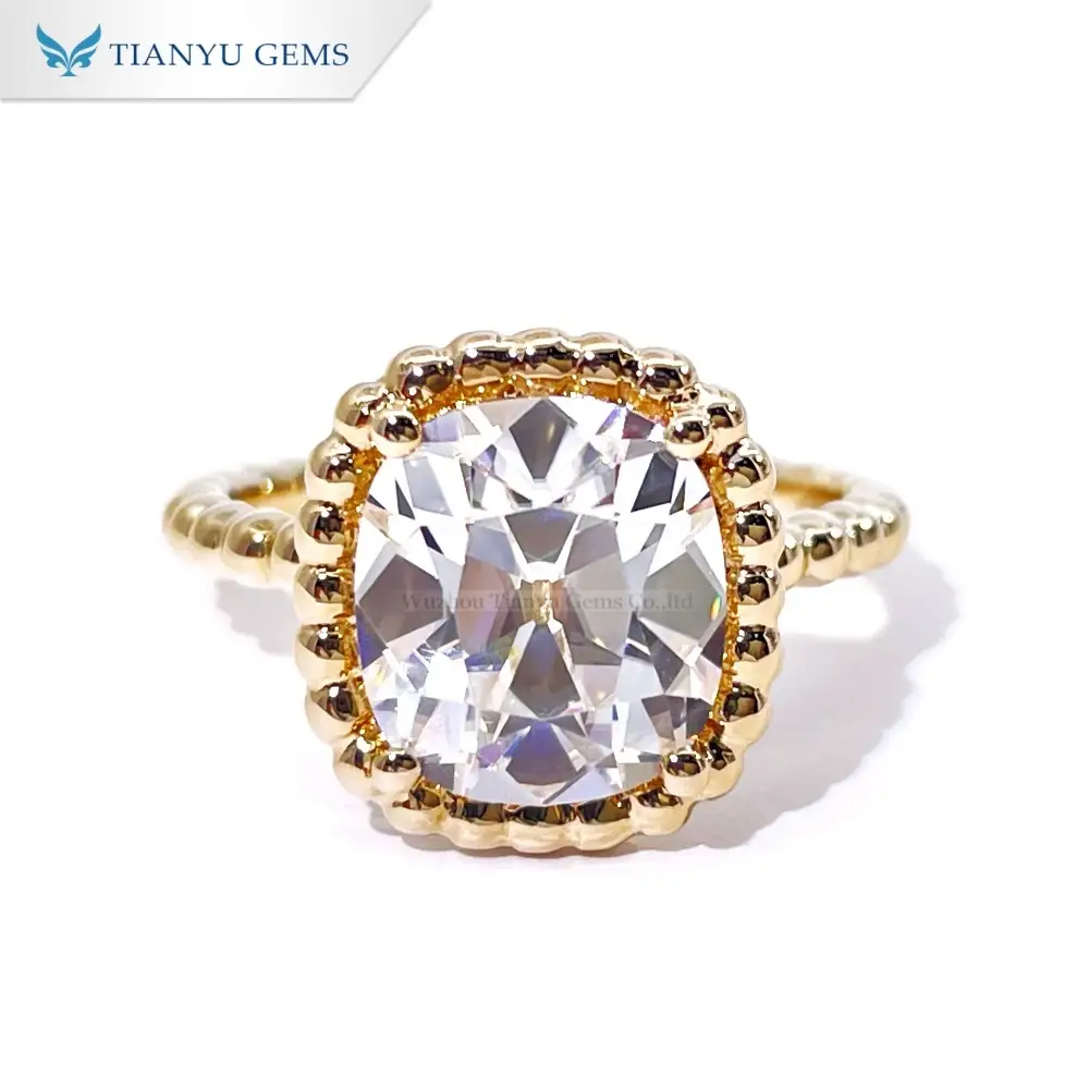 Tianyu Gems Moissanit Diamant Förlovningsring 14k Gult Guld OEC Moissanit Ring 1
