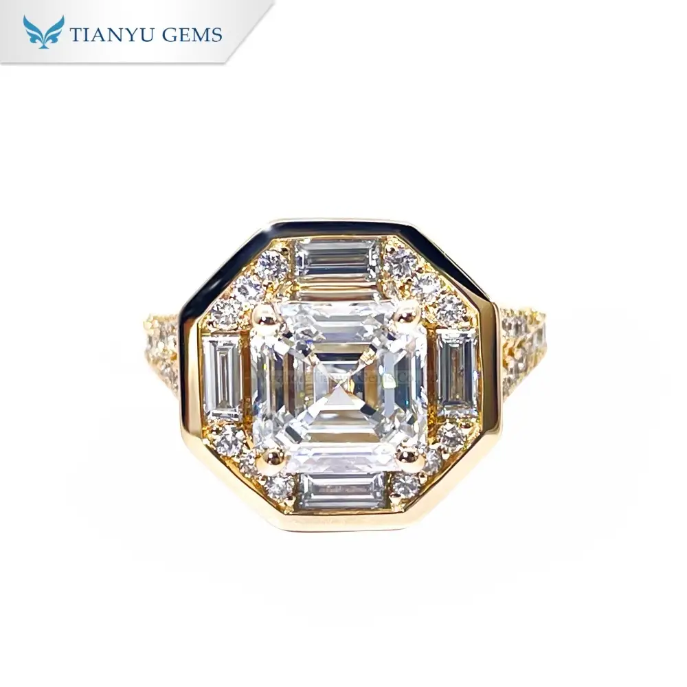 Tianyu Gems Asscher Cut Lab Grown Diamond Ring 14K Yellow Gold Hexagon Engagement Ring 1