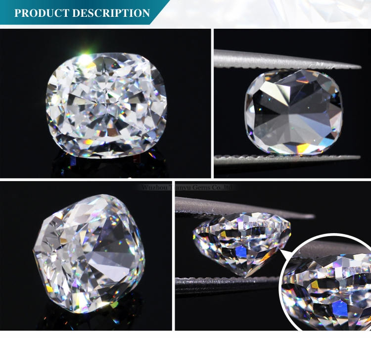Tianyu gems enlongated cushion Crushed Ice Cut moissanite loose gemstone 8