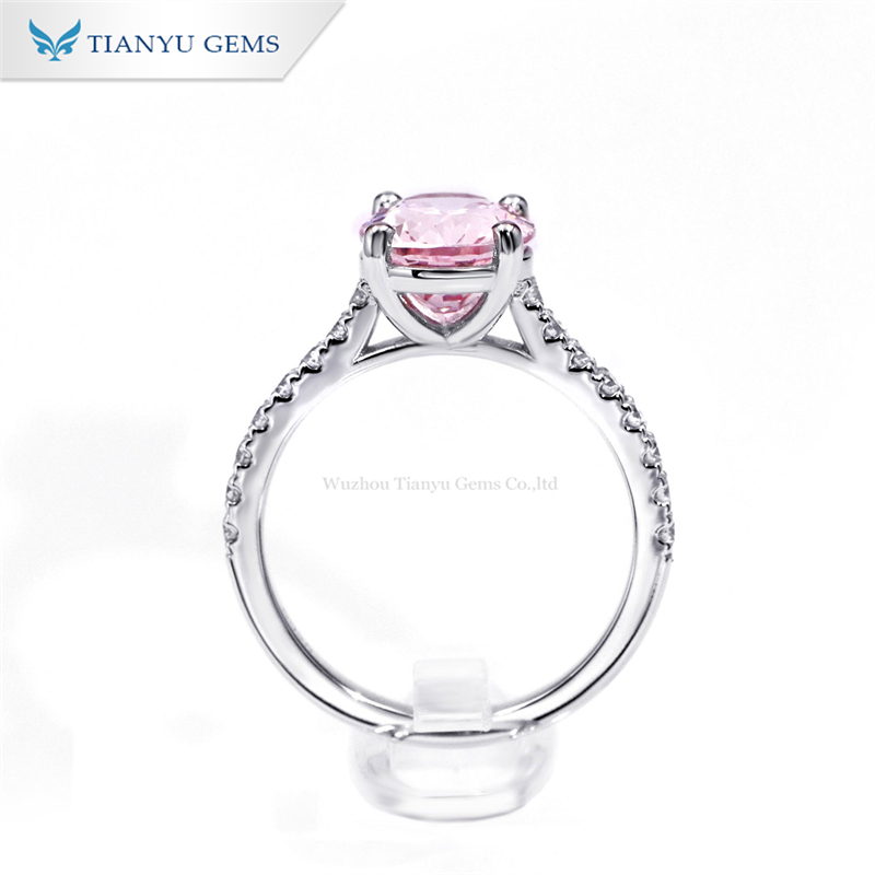 Tianyu Gems  Classic Four Prong Oval Shape Pink Sapphire Women's Ring 3