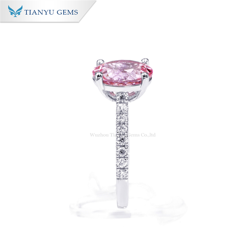 Tianyu Gems  Classic Four Prong Oval Shape Pink Sapphire Women's Ring 6