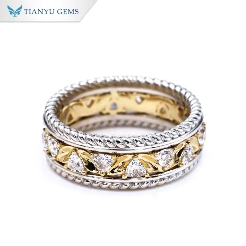 Tianyu Gems Lab Diamond Men's Ring 18k White/Yellow Gold Lab Grown Diamond Ring Band 1