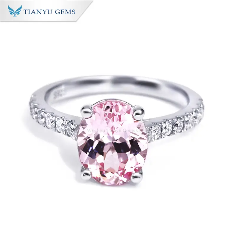 Tianyu Gems  Classic Four Prong Oval Shape Pink Sapphire Women's Ring 1