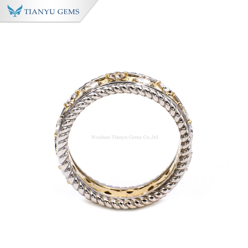 Tianyu Gems Lab Diamond Men's Ring 18k White/Yellow Gold Lab Grown Diamond Ring Band 6