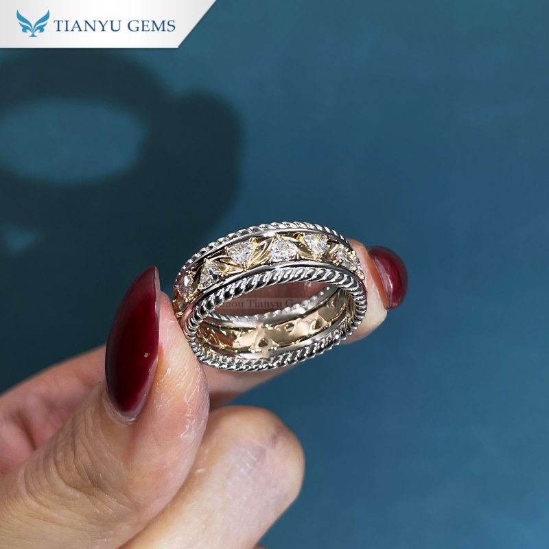 Tianyu Gems Lab Diamond Men's Ring 18k White/Yellow Gold Lab Grown Diamond Ring Band 3