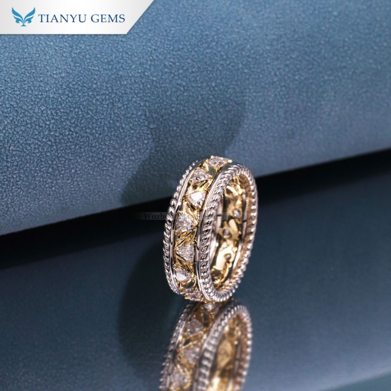 Tianyu Gems Lab Diamond Men's Ring 18k White/Yellow Gold Lab Grown Diamond Ring Band 2