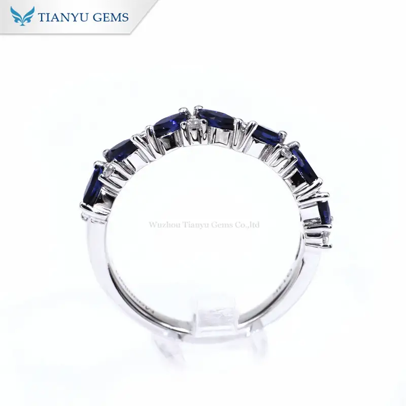 Tianyu Gems 14K ゴールド マーキス ロイヤル ブルー サファイア