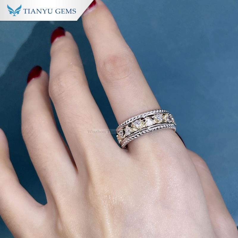 Tianyu Gems Lab Diamond Men's Ring 18k White/Yellow Gold Lab Grown Diamond Ring Band 4