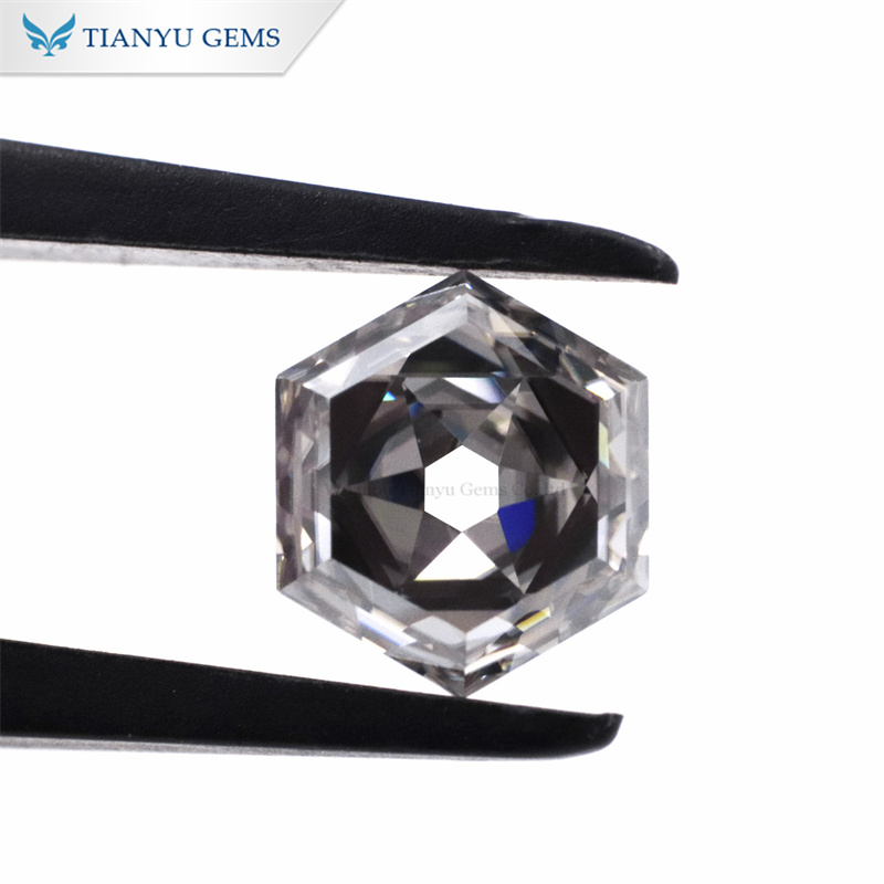 Customized Hexagon Shape Hexagram Cut Grey Moissanite wholesale 7