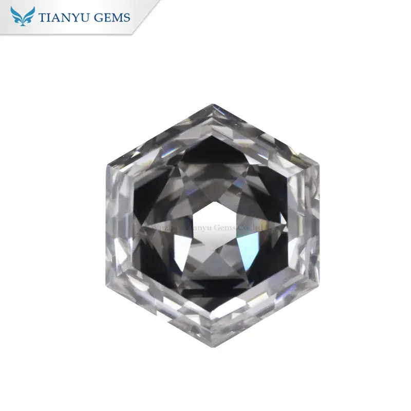 Customized Hexagon Shape Hexagram Cut Grey Moissanite wholesale 1