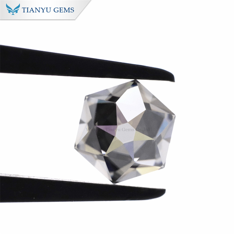 Customized Hexagon Shape Hexagram Cut Grey Moissanite wholesale 8