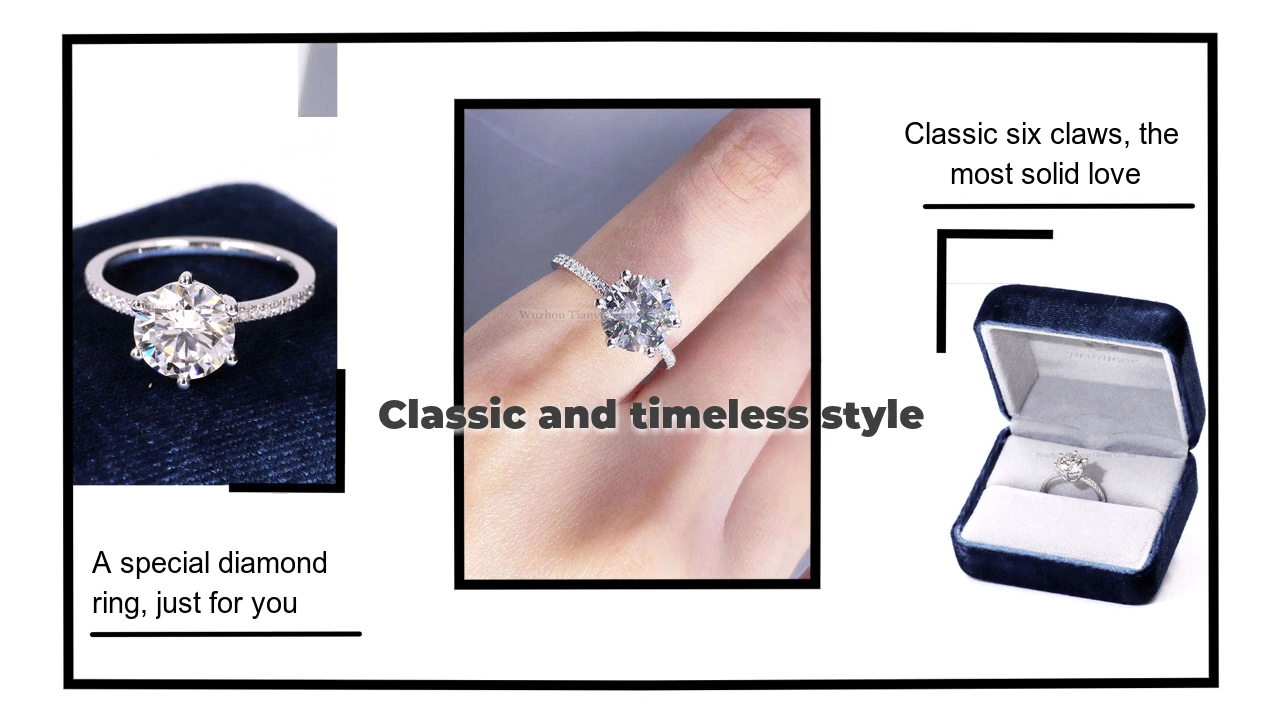 Tianyu Gems 2.46 carats H color SI2 clarity classic six claws elegant 14K white gold lab diamond ring 4