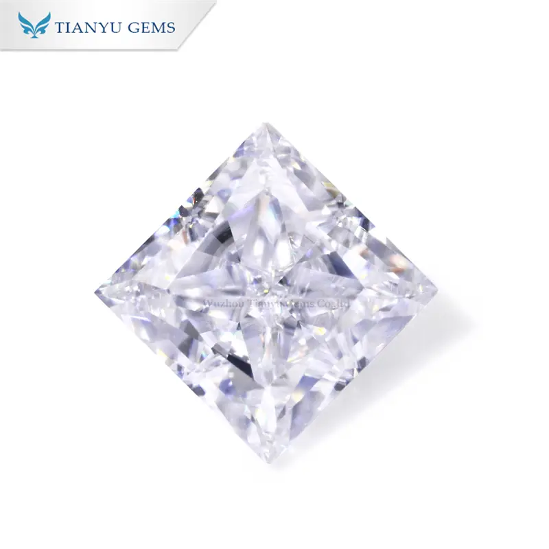 Quality 8*8mm square Crushed Ice Cut white moissanite Manufacturer | Tianyu gems 1