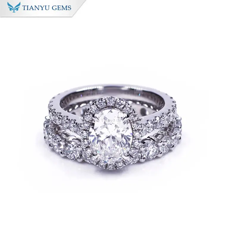 14k/18k CVD Diamond Ring White Gold Lab Grown Engagement Ring Sets Manufacturer 1