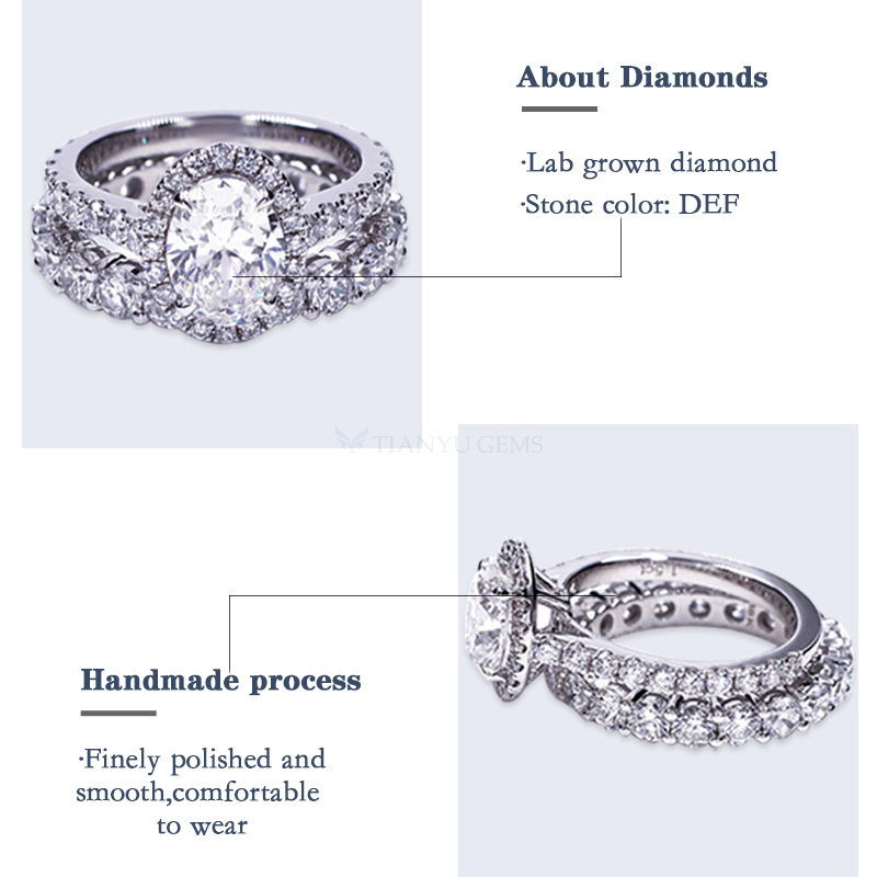 14k/18k CVD Diamond Ring White Gold Lab Grown Engagement Ring Sets Manufacturer 9