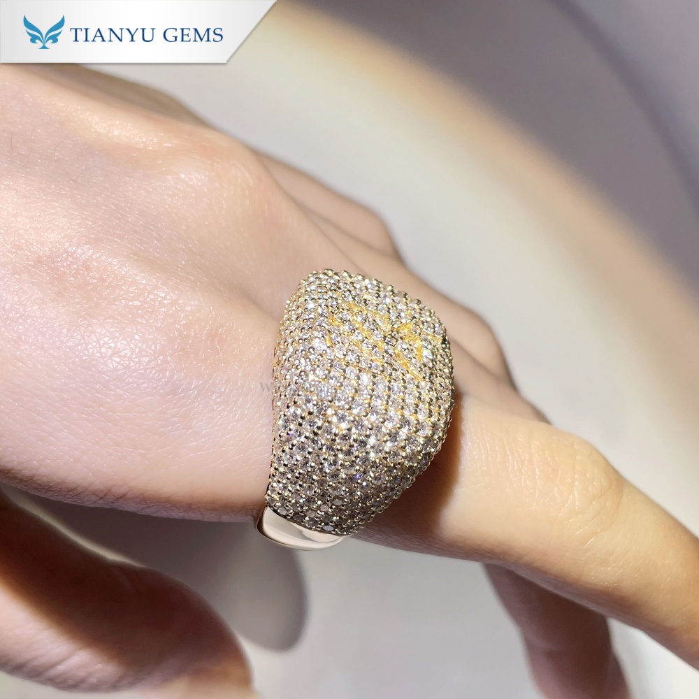 Tianyu Gems Lab Grown Diamond Mens Ring 18k Yellow Gold Mens Wedding Band 2