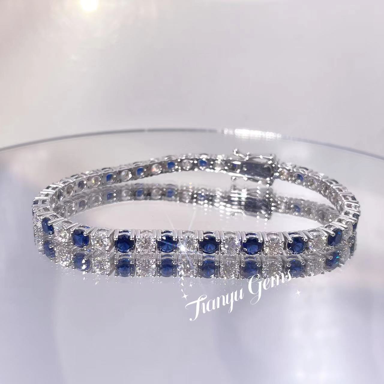 Tianyu Gems moissanite diamond white gold single row full diamond bracelet bracelet does not lose color 2