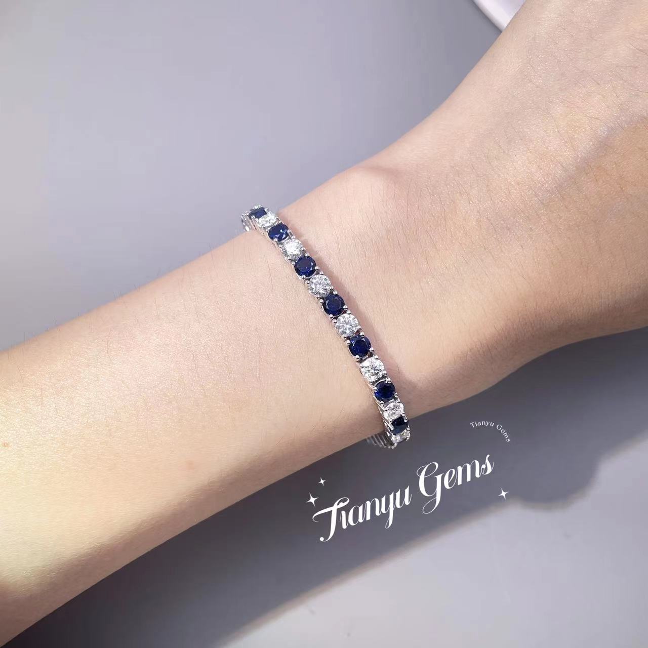 Tianyu Gems moissanite diamond white gold single row full diamond bracelet bracelet does not lose color 5