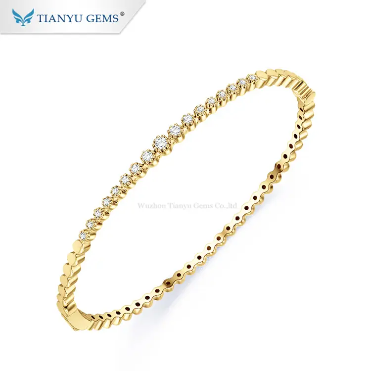 Tianyu gems 10k gold bracelets simple design with moissanite diamond Bangle 1