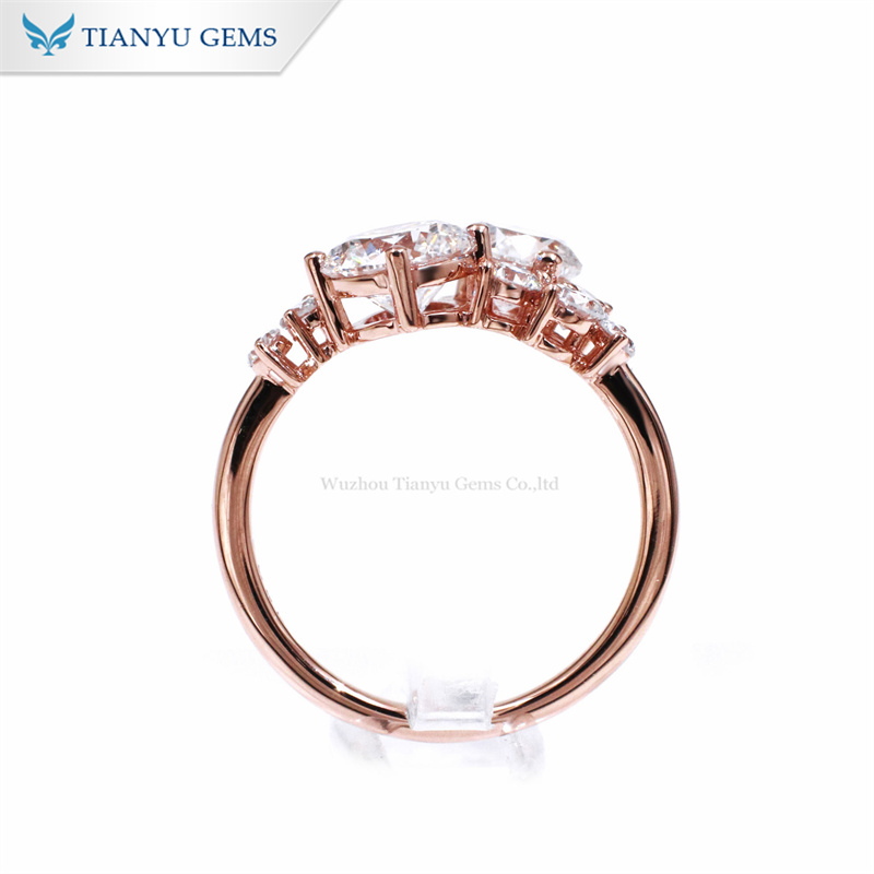 Rose Gold Cluster Ring with Side Diamonds - Affordable Luxury 3