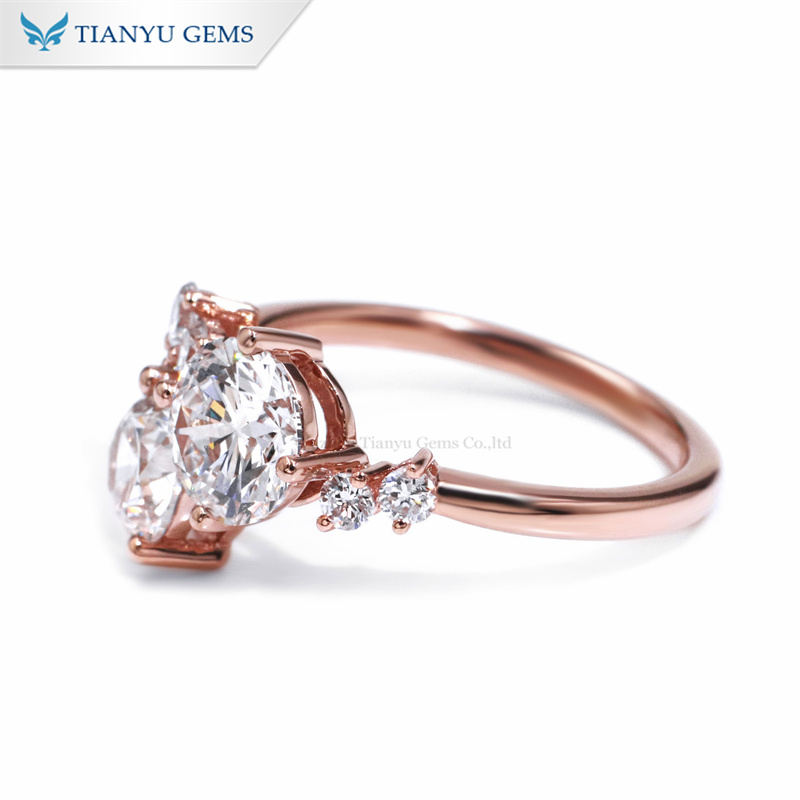 Rose Gold Cluster Ring with Side Diamonds - Affordable Luxury 6