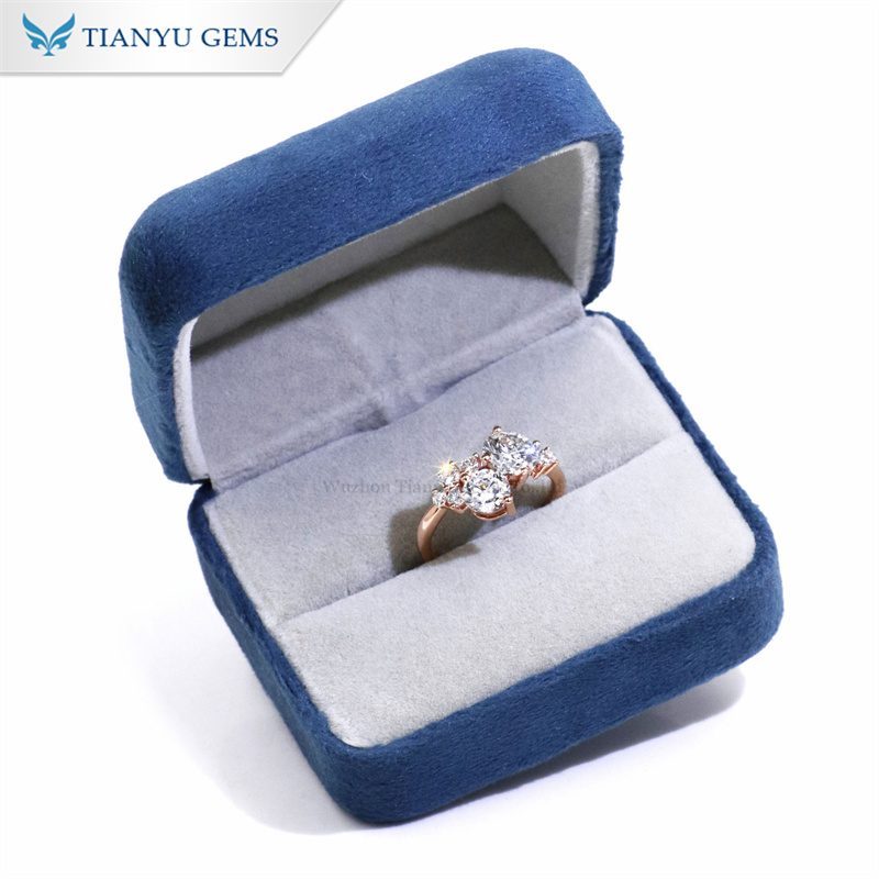 Rose Gold Cluster Ring with Side Diamonds - Affordable Luxury 7