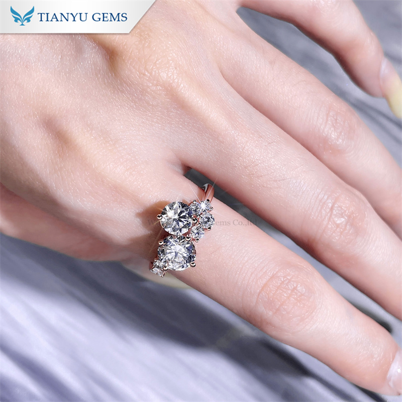 Rose Gold Cluster Ring with Side Diamonds - Affordable Luxury 4