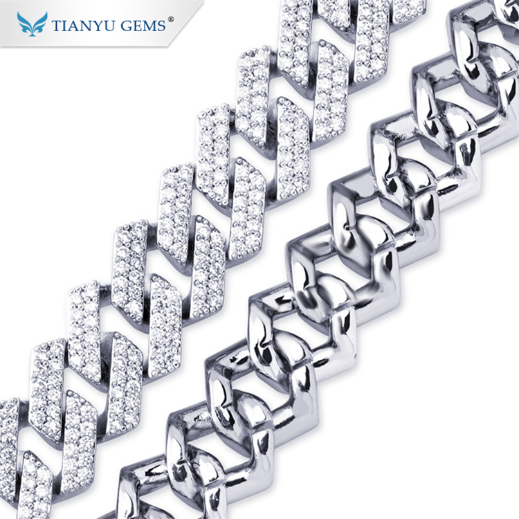 Tianyu hip hop gold cuban bracelet mens necklace bling iced out diamond cuban link chain jewelry set for men