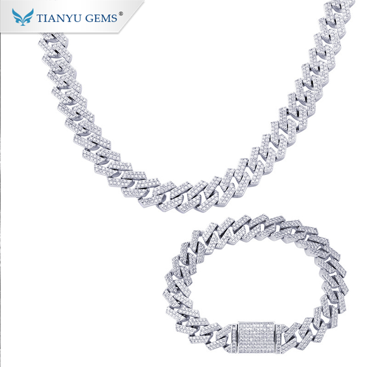 Tianyu hip hop gold cuban bracelet mens necklace bling iced out diamond cuban link chain jewelry set for men