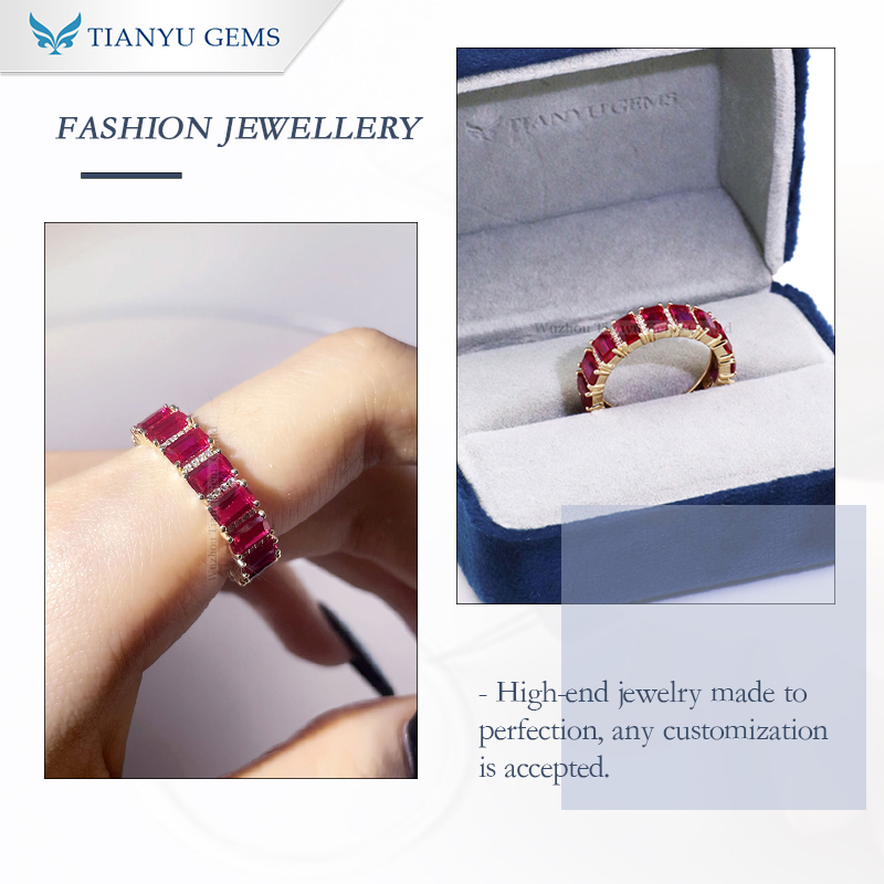 Tianyu Gems 14k Yellow Gold Ruby Ring Band Luxurious Personality Women's Ring 5