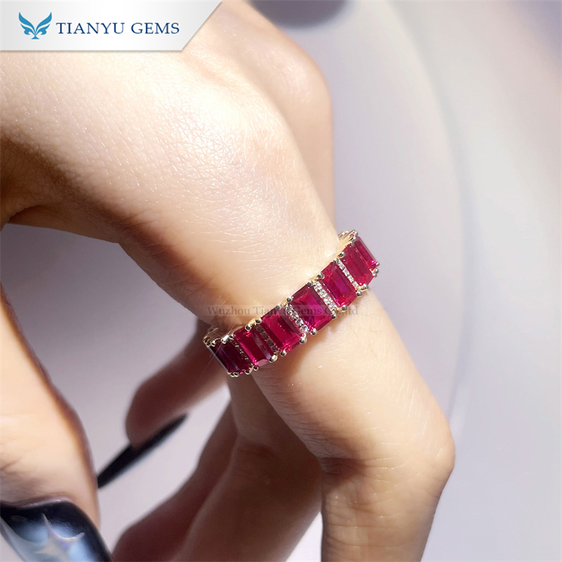 Tianyu Gems 14k Yellow Gold Ruby Ring Band Luxurious Personality Women's Ring 6