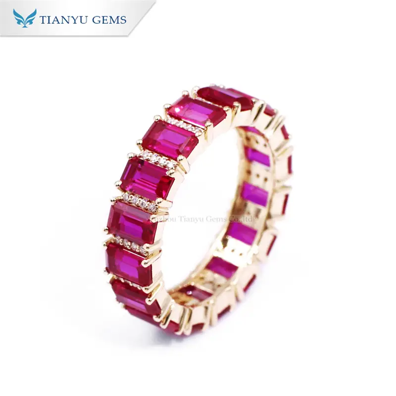 Tianyu Gems 14k Yellow Gold Ruby Ring Band Luxurious Personality Women's Ring 1