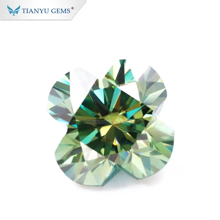 Tianyu gems  Moissanite Blue Green moissanite Four Leaf Clover brilliant cut 1