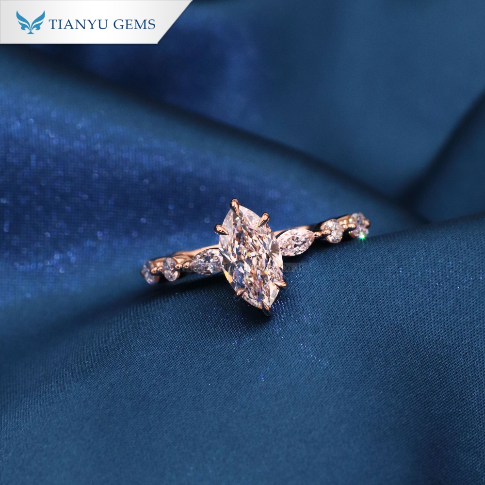 Tianyu Gems Rose Gold Ring Marquise Cut Lab Grown Diamond Engagement Ring For Women 2