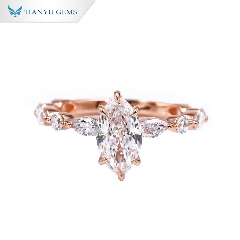 Tianyu Gems Rose Gold Ring Marquise Cut Lab Grown Diamond Engagement Ring For Women 1